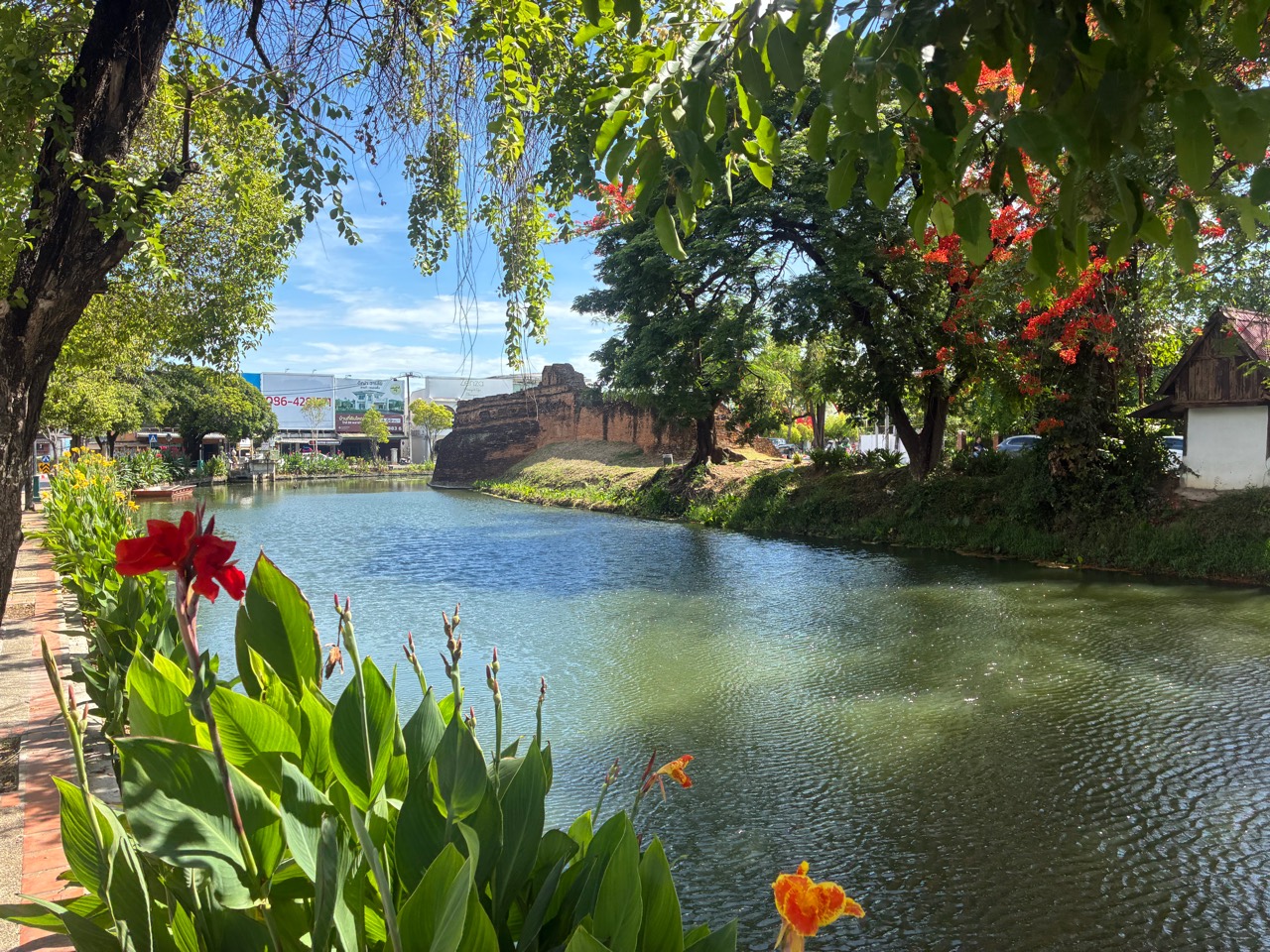 Old City moat and wall in Chiang Mai